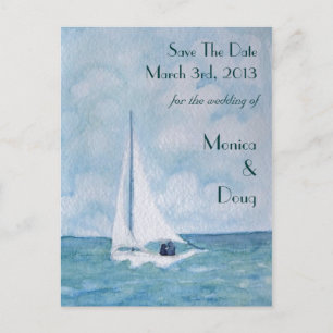 Lovers on a sailboat, Save The Date postcard