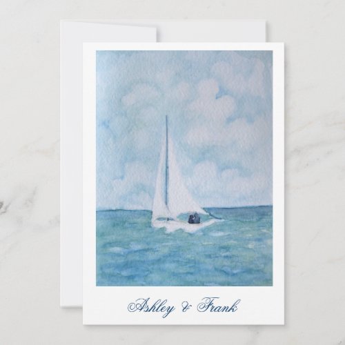 Lovers on a sailboat -  wedding invitation