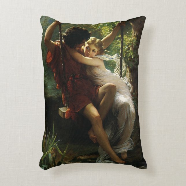 Lovers on a Swing. Spring by Pierre Auguste Cot Accent Pillow (Front(Vertical))