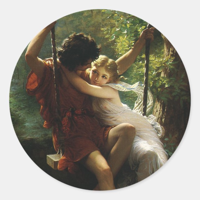 Lovers on a Swing. Spring by Pierre Auguste Cot Classic Round Sticker (Front)