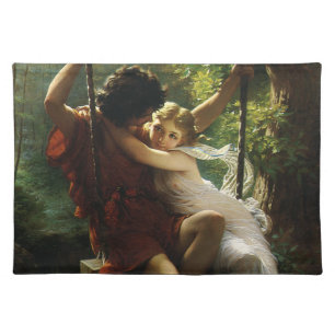 Lovers on a Swing. Spring by Pierre Auguste Cot Cloth Placemat