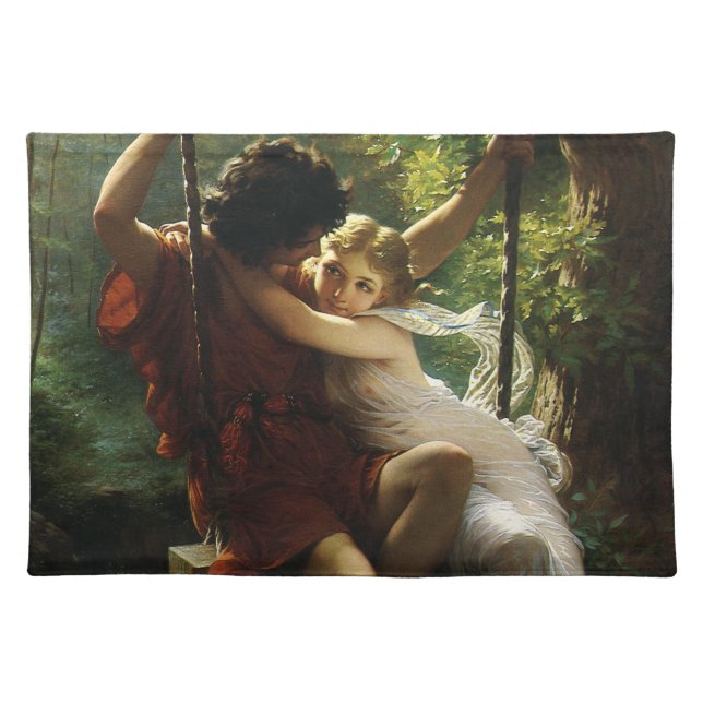 Lovers on a Swing. Spring by Pierre Auguste Cot Cloth Placemat (Front)