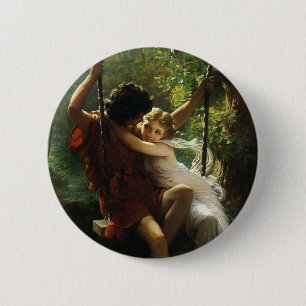 Lovers on a Swing. Spring by Pierre Auguste Cot Pinback Button