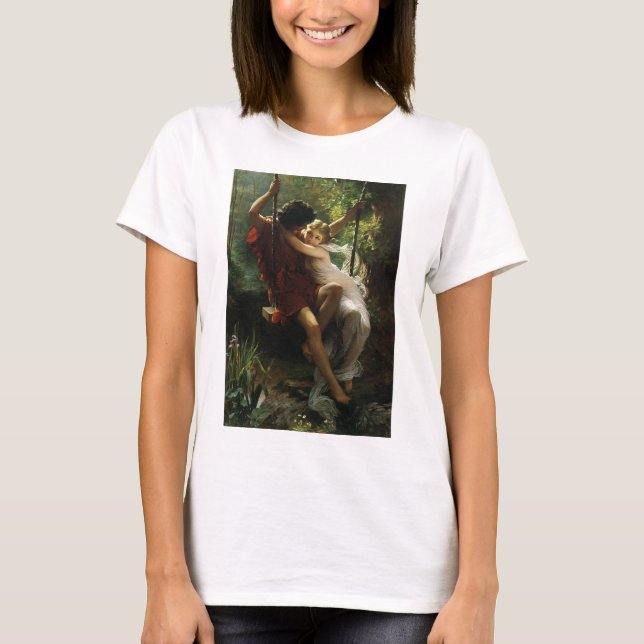 Lovers on a Swing. Spring by Pierre Auguste Cot T-Shirt (Front)