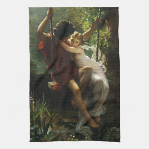 Lovers on a Swing. Spring by Pierre Auguste Cot Towel