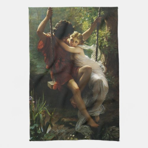 Lovers on a Swing Spring by Pierre Auguste Cot Towel