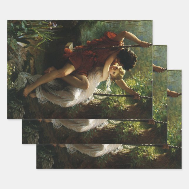 Lovers on a Swing. Spring by Pierre Auguste Cot Wrapping Paper Sheets (Set)