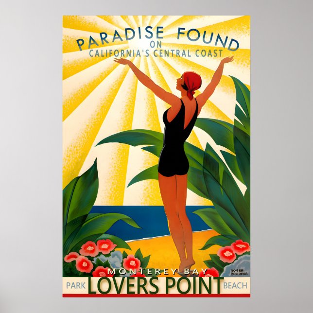 Lovers Point Beach Pacific Grove California Poster (Front)