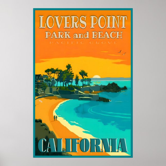 Lovers Point Beach Pacific Grove California Poster (Front)