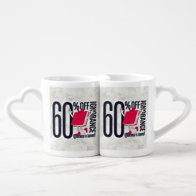 Lovers Red Book Character Ignorance Banned Coffee Mug Set (Front Nesting)