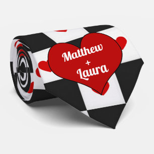 Lovers Red Heart with Checkerboard Tie