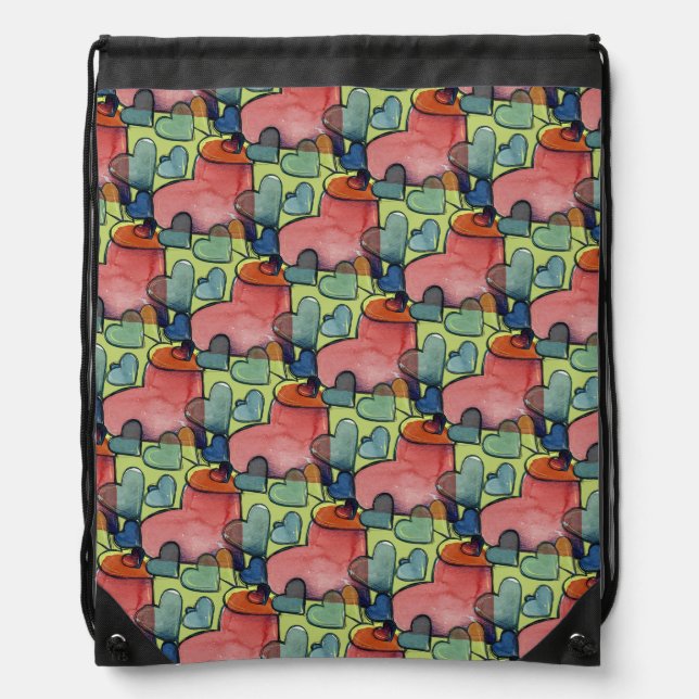 Lovers retro hearts valentine's day valentine      drawstring bag (Front)