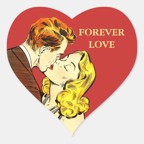 Lovers Romance Comics man woman art Heart Sticker