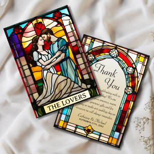Lovers Tarot Stained Glass Style European Wedding Thank You Card