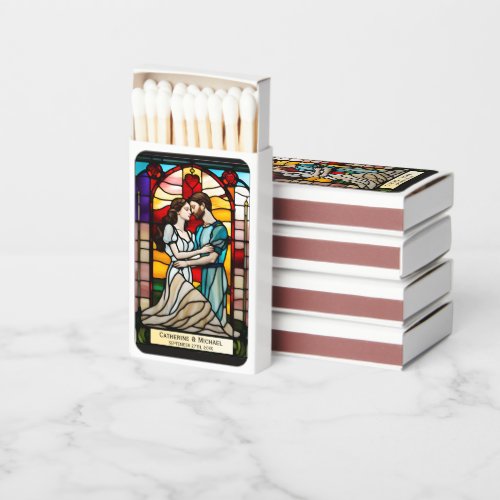 Lovers Tarot Stained Glass Style Unique Wedding Matchboxes