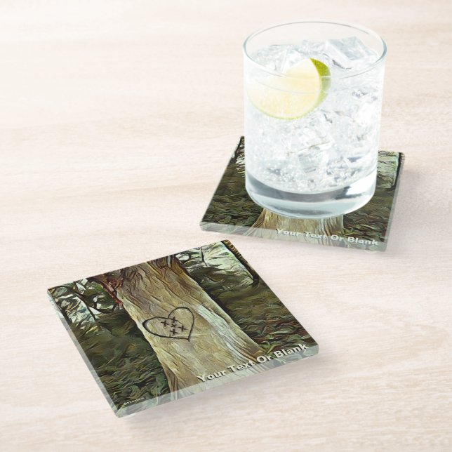 Lovers' Tree Glass Coaster (Angled)