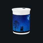 Lovers under a full moon      beverage pitcher<br><div class="desc">Lovers under a full moon with a blue starry evening background.  100% Customizable. Click on the CUSTOMIZE button to add,  move,  delete,  resize or change any of the fonts or graphics.</div>