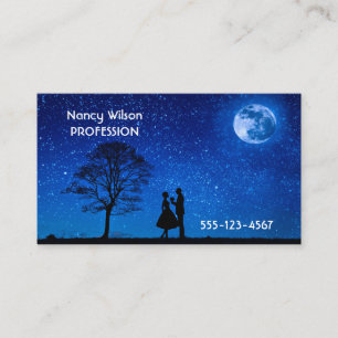 Lovers under a full moon business card