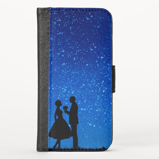 Lovers under a full moon      iPhone wallet case (Front)