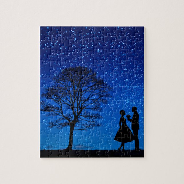 Lovers under a full moon    jigsaw puzzle (Vertical)
