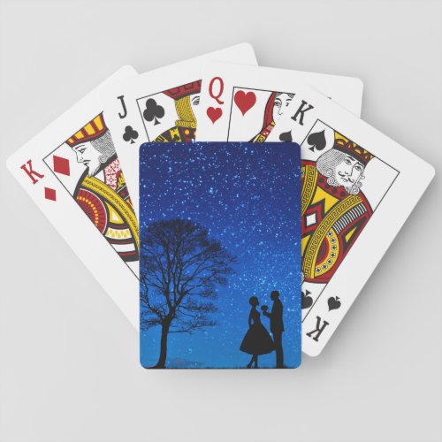 Lovers under a full moon     playing cards
