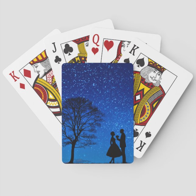 Lovers under a full moon     poker cards (Back)