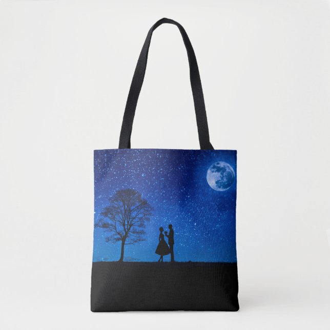 Lovers under a full moon       tote bag (Front)