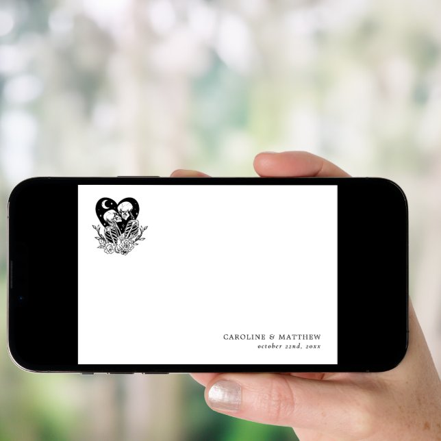 Lovers Until Death Skeletons & Roses Thank You Invitation (Front Digital)