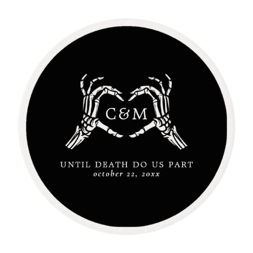 Lovers Until Death Skeletons  Roses Wedding Edible Frosting Rounds