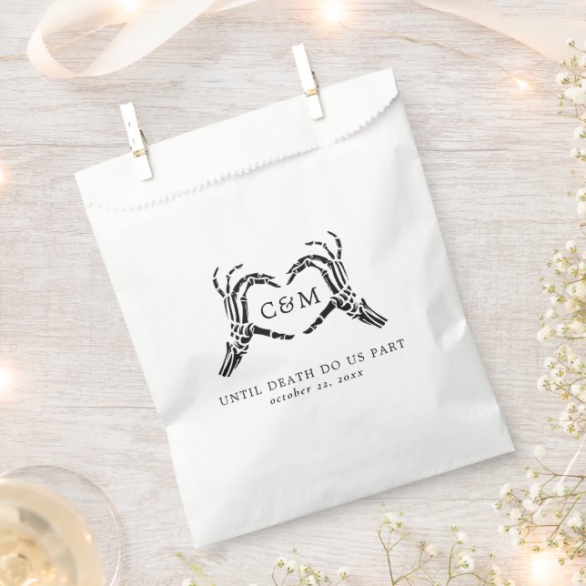 Lovers Until Death Skeletons & Roses Wedding Favor Bag (Clipped)