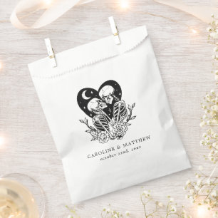 Lovers Until Death Skeletons & Roses Wedding Favor Bag