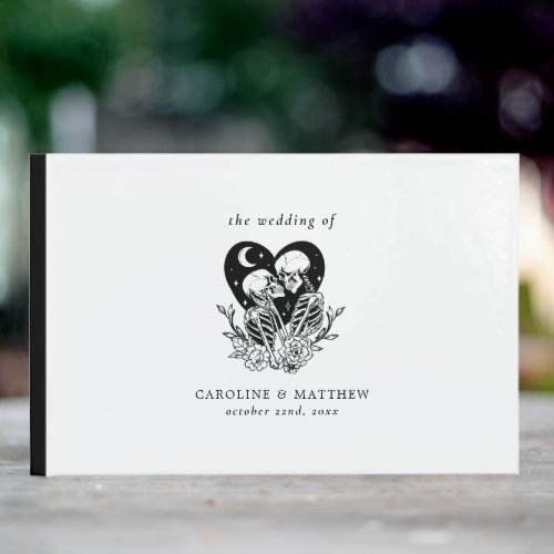 Lovers Until Death Skeletons  Roses Wedding Guest Book