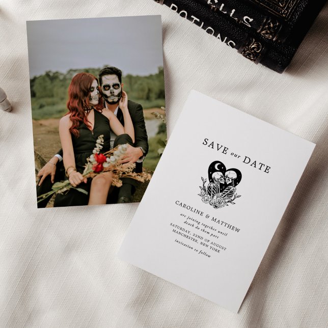 Lovers Until Death Skeletons & Roses Wedding Invitation (Creator Uploaded)