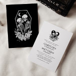 Lovers Until Death Skeletons & Roses Wedding Invitation<br><div class="desc">Our 'Lovers Until Death' Gothic Skeleton Wedding Invitation sets the tone for a unique and unforgettable event. With its whimsical yet elegant design featuring intertwined skeleton lovers, this invitation promises an evening of love, laughter, and a touch of the macabre. Perfect for couples who want to add a hint of...</div>