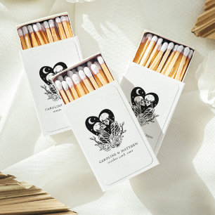 Lovers Until Death Skeletons & Roses Wedding Matchboxes