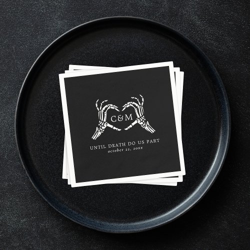 Lovers Until Death Skeletons  Roses Wedding Napkins