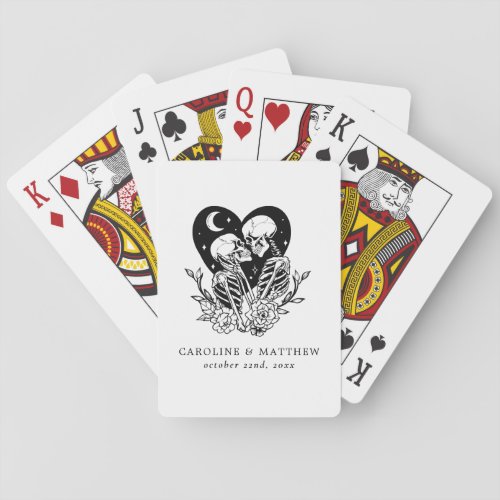 Lovers Until Death Skeletons  Roses Wedding Playing Cards