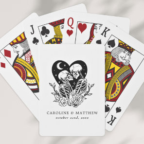 Lovers Until Death Skeletons & Roses Wedding Poker Cards