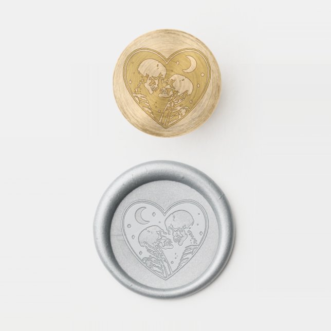 Lovers Until Death Skeletons & Roses Wedding Wax Seal Stamp (Stamped)