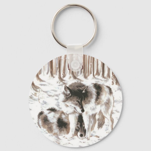 LOVERS  Wolf Couple Keychain (Front)