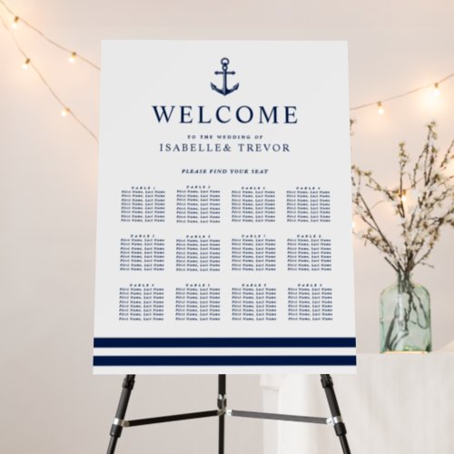 Loves Anchor  12 Table Seating Chart Foam Board