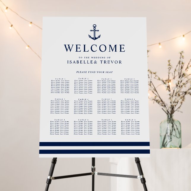 Love's Anchor | 12 Table Seating Chart Foam Board (In Situ (Stand))