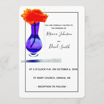 Love's Apricot Rose Modern Wedding Invitation by Bell_Studio at Zazzle