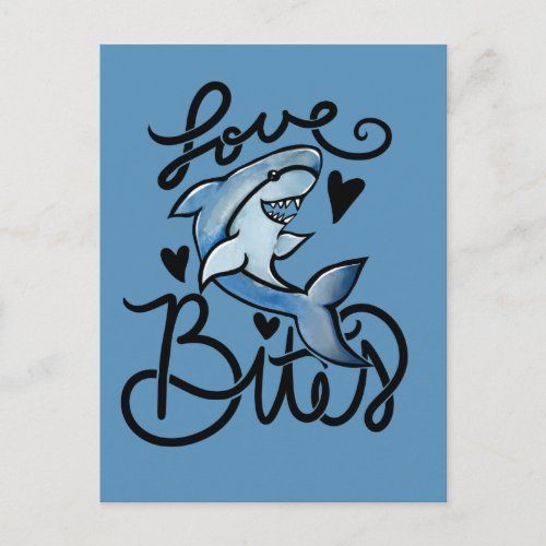 Loves BITES funny Valentines day Shark Postcard