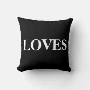 Loves Black White Modern DoubleSided Throw Pillow