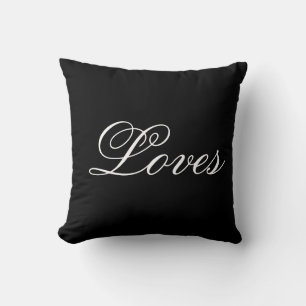 Loves Black White Typography Throw Pillow