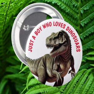 Loves Dinosaurs Boy Button