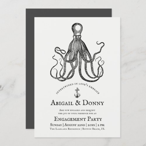 Loves Embrace  Octopus Theme Engagement Party Invitation