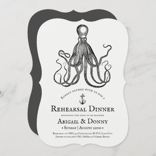 Loves Embrace  Octopus Theme Rehearsal Dinner Invitation