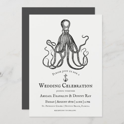 Loves Embrace  Octopus Theme Wedding Invitation